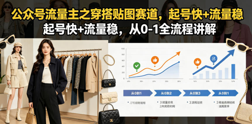 公众号流量主之穿搭贴图赛道，起号快+流量稳，从0-1全流程讲解-985网创