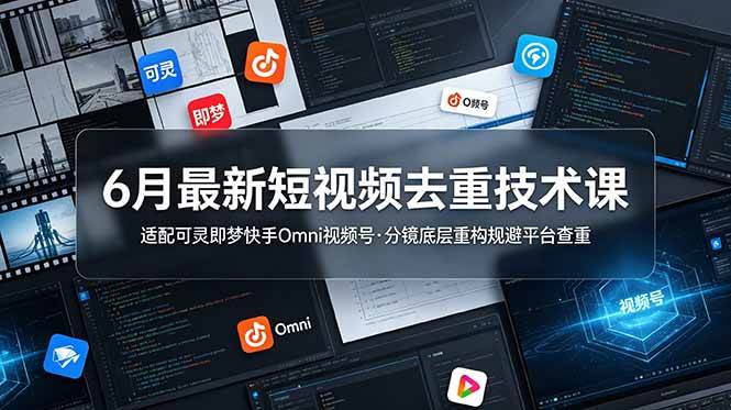 （19031期）6月最新短视频去重技术课，适配可灵即梦快手Omni视频号，分镜底层重构规避平台查重-985网创
