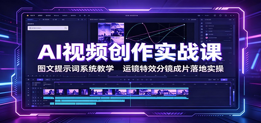 AI视频创作实战课：图文提示词系统教学，运镜特效分镜成片落地实操-985网创