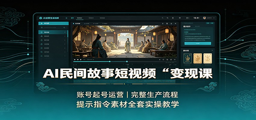 AI民间故事短视频变现课：账号起号运营，完整生产流程，提示指令素材全套实操教学-985网创