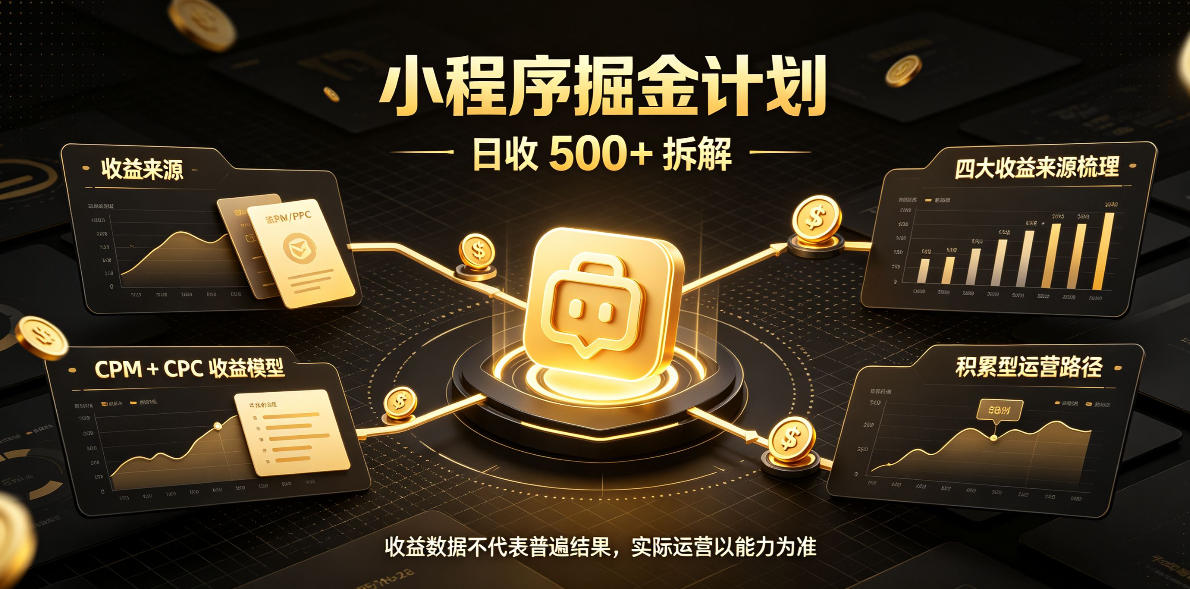 小程序推广计划，日收500+，腾讯官方打款，客户留存率高，收益长期稳定【揭秘】-985网创