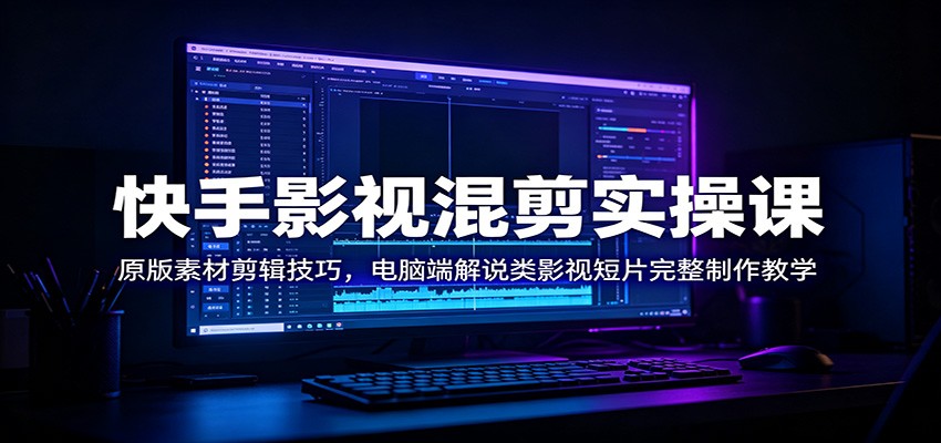 快手影视混剪实操课：原版素材剪辑技巧，电脑端解说类影视短片完整制作教学-985网创