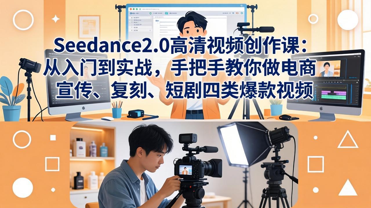 Seedance2.0高清视频创作课：从入门到实战，手把手教你做电商、宣传、复刻、短剧四类爆款视频-985网创