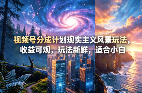 视频号分成计划现实主义风景玩法，收益可观，玩法新鲜，适合小白-985网创