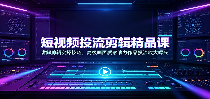 短视频投流剪辑精品课：讲解剪辑实操技巧，高级画面质感助力作品投流放大曝光-985网创