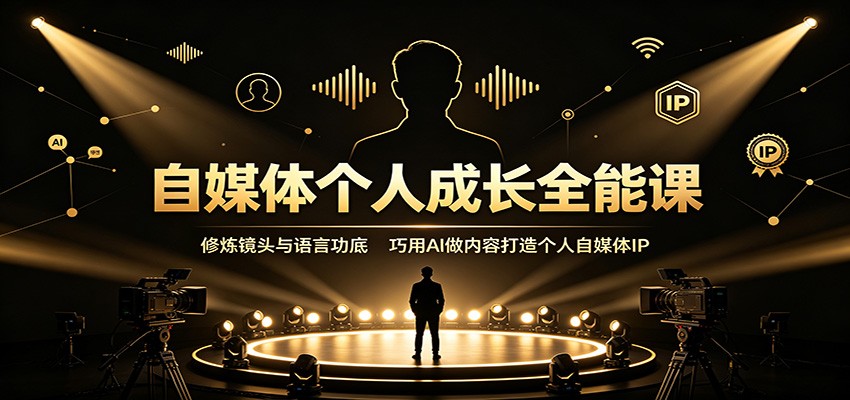 自媒体个人成长全能课：修炼镜头与语言功底，巧用AI做内容打造个人自媒体IP-985网创