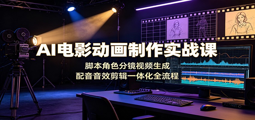 AI电影动画制作实战课：脚本角色分镜视频生成，配音音效剪辑一体化全流程-985网创