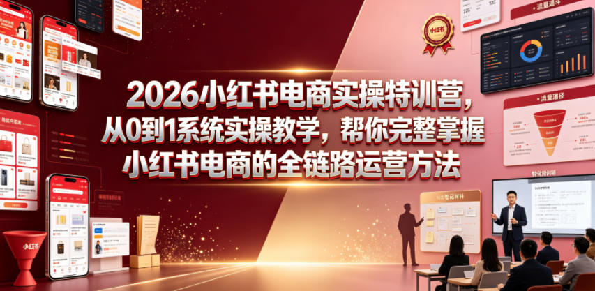 2026小红书电商实操特训营，从0到1系统实操教学，帮你完整掌握小红书电商的全链路运营方法-985网创