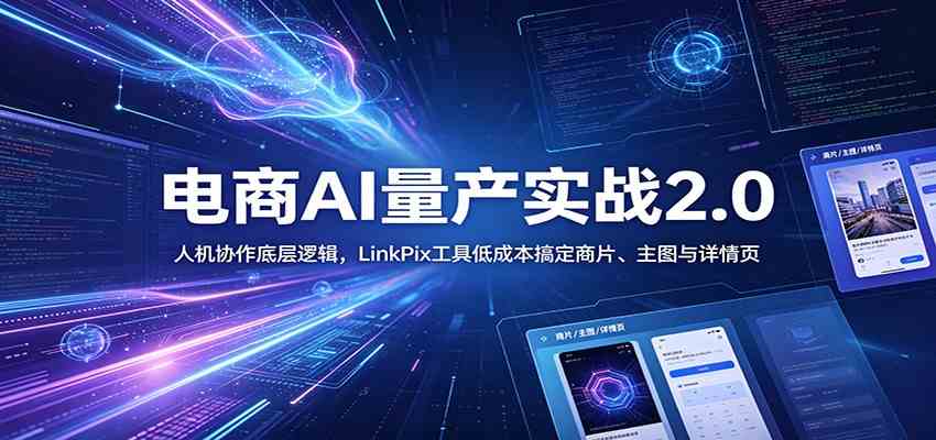 电商人AI量产实战2.0：人机协作底层逻辑，LinkPix工具低成本搞定商片、主图与详情页-985网创