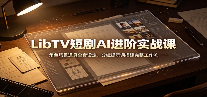 LibTV短剧AI进阶实战课：角色场景道具全套设定，分镜提示词搭建完整工作流-985网创