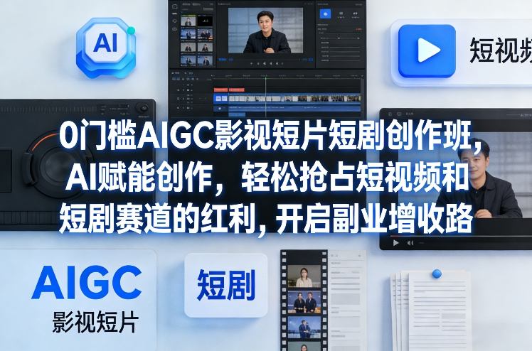 0门槛AIGC影视短片短剧创作班，AI赋能创作，轻松抢占短视频和短剧赛道的红利，开启副业增收路-985网创