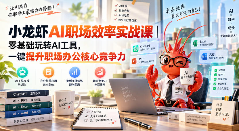 小龙虾AI职场效率实战课｜零基础玩转AI工具，一键提升职场办公核心竞争力-985网创