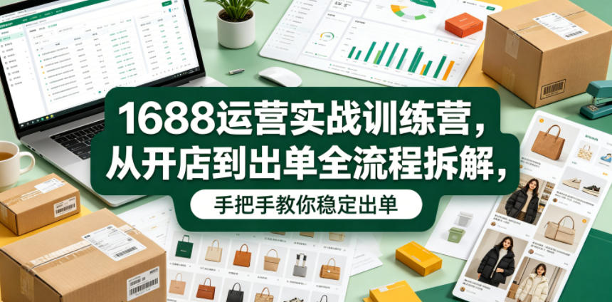 1688运营实战训练营，从开店到出单全流程拆解，手把手教你稳定出单（更新0620）-985网创