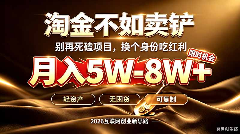 别再傻乎乎埋头跑项目！互联网真正赚钱逻辑：做卖铲人，拒绝当韭菜，逆风翻盘月入5-8W+-985网创