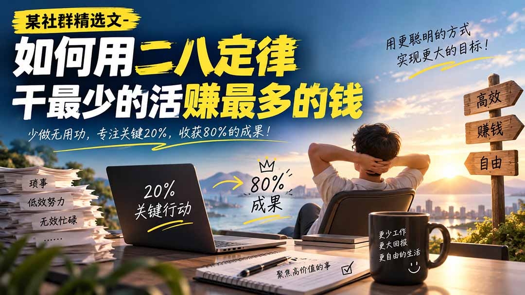某社群精选文-如何用二八定律干最少的活赚最多的钱-985网创