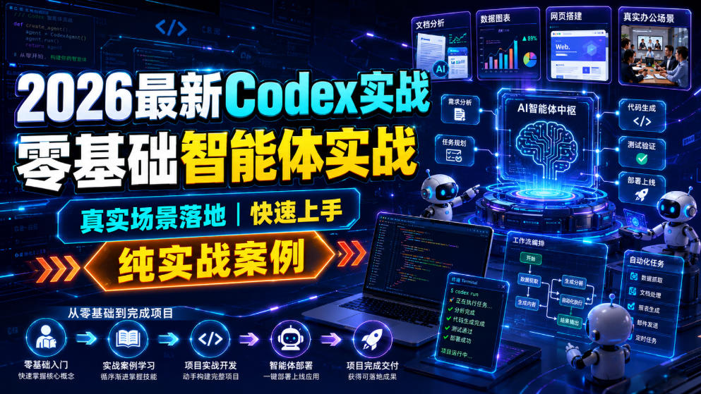 2026最新Codex实战零基础智能体实战，真实场景落地，快速上手，纯实战案例-985网创