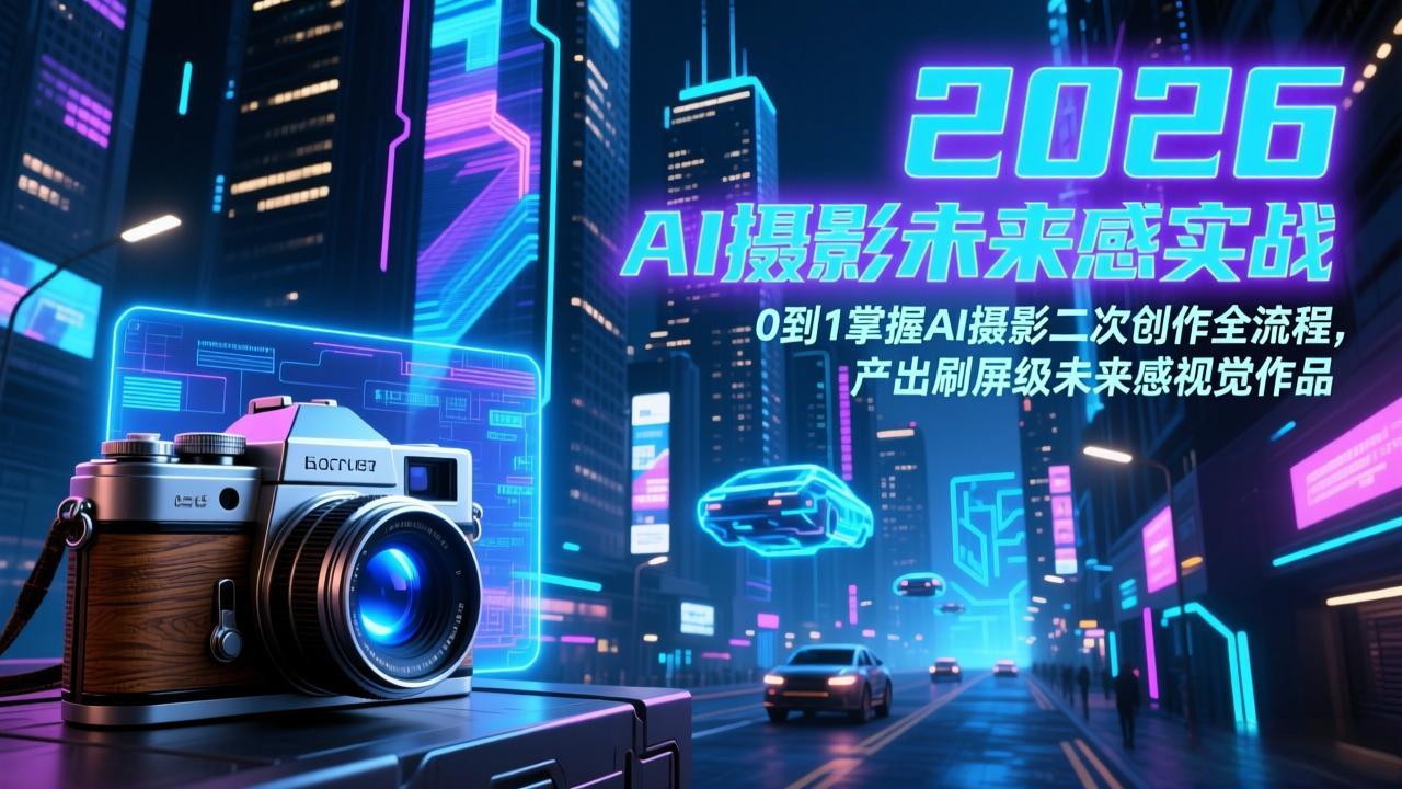 2026 AI摄影未来感实战：0到1掌握AI摄影二次创作全流程，产出刷屏级未来感视觉作品-985网创