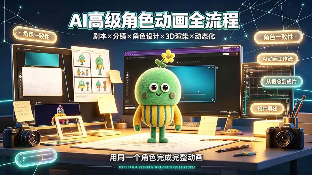 （19304期）AI高级角色动画全流程：剧本&times;分镜&times;角色设计&times;3D渲染&times;动态化，从概念到成片一站式教学