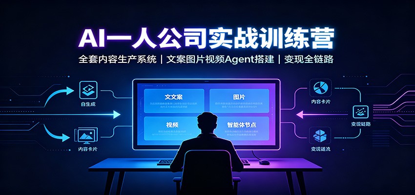 AI创作一人公司实战训练营：全套内容生产系统，文案图片视频Agent搭建变现全链路-985网创