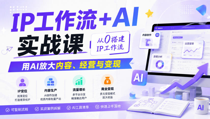 IP工作流+AI实战课，从0搭建IP工作流，用AI放大内容、经营与变现-985网创