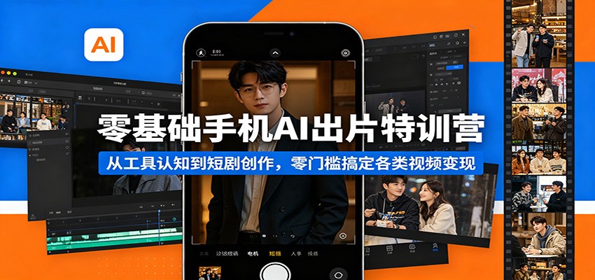 零基础手机AI出片特训营：从工具认知到短剧创作，零门槛搞定各类视频变现-985网创