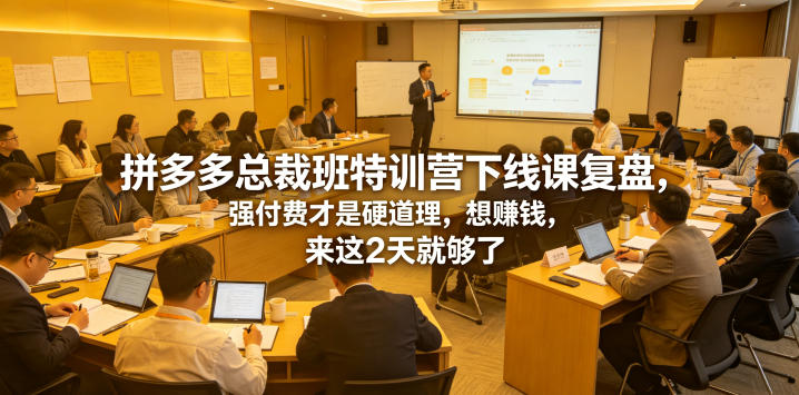 拼多多总裁班特训营下线课复盘，强付费才是硬道理，想賺钱，来这2天就够了-985网创