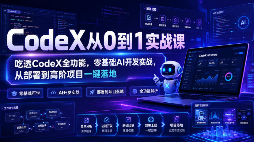CodeX从0到1实战课，吃透CodeX全功能，零基础AI开发实战，从部署到高阶项目一键落地-985网创