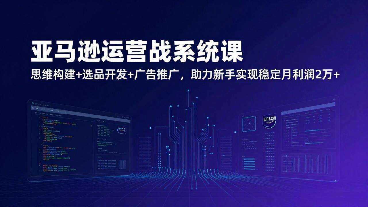 亚马逊运营实战系统课，思维构建+选品开发+广告推广，助力新手实现稳定月利润2万+(更新-985网创