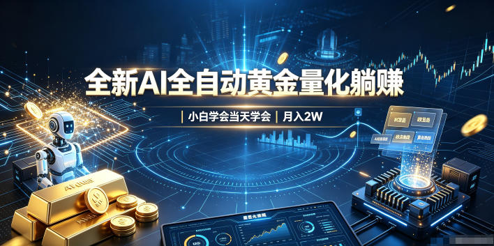 全新AI全自动黄金量化躺賺：小白学会当天学会，月入2W！【揭秘】-985网创