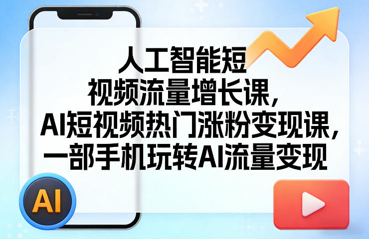 人工智能短视频流量增长课，AI短视频热门涨粉变现课，一部手机玩转AI流量变现-985网创