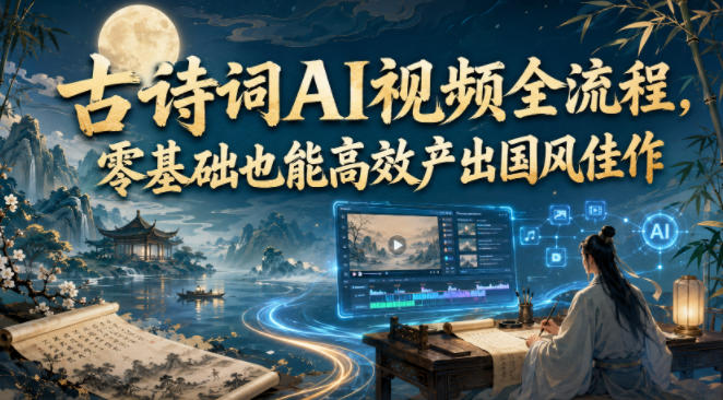 古诗词AI视频全流程，零基础也能高效产出国风佳作-985网创