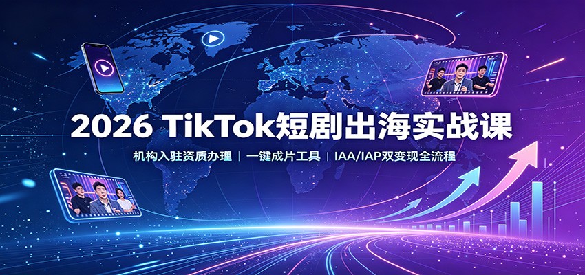2026 TikTok短剧出海实战课：机构入驻资质办理，一键成片工具，IAA/IAP双变现全流程-985网创