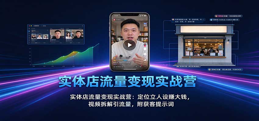 实体店流量变现实战营：定位立人设赚大钱，视频拆解引流量，附获客提示词-985网创