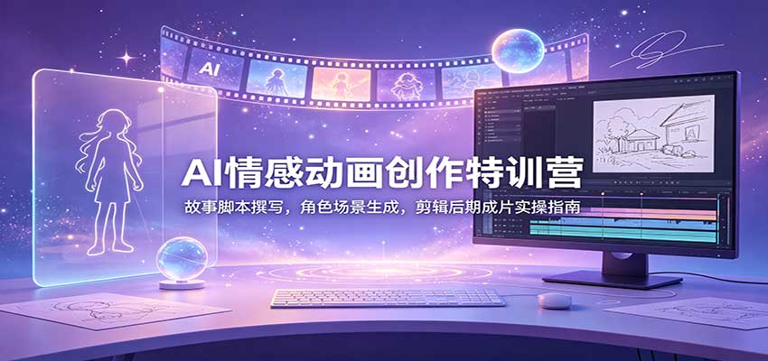 AI情感动画创作特训营：故事脚本撰写，角色场景生成，剪辑后期成片实操指南-985网创