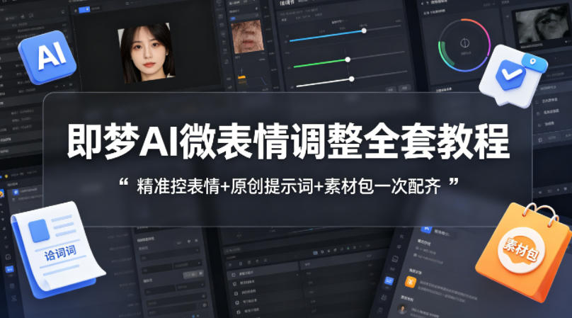 即梦AI微表情调整全套教程，精准控表情+原创提示词+素材包一次配齐-985网创