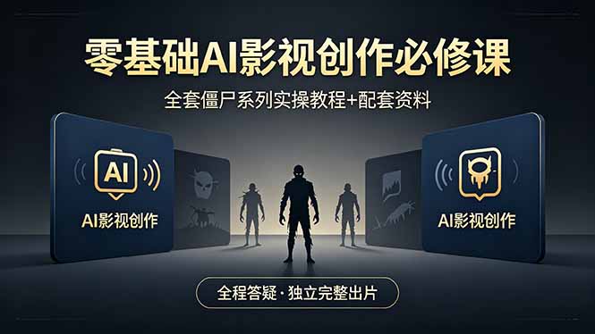 零基础AI影视创作必修课，全套僵尸系列实操教程加配套资料，全程答疑带你独立完整出片-985网创