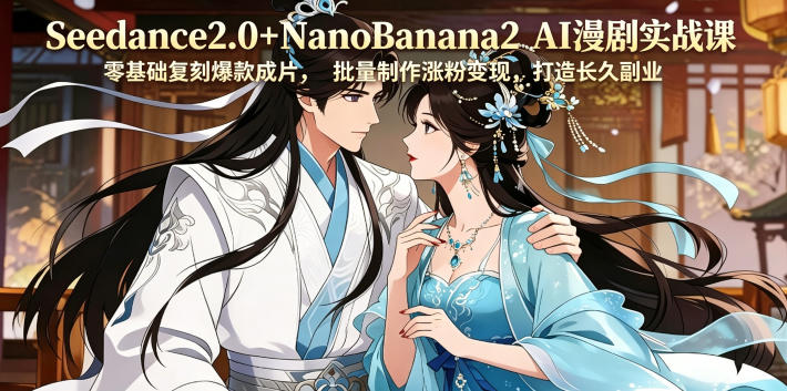 Seedance2.0+NanoBanana2 AI漫剧实战课，零基础复刻爆款成片涨粉变现，打造长久副业收益-985网创
