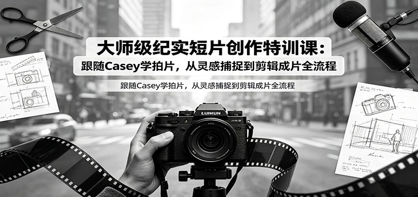 大师级纪实短片创作特训课：跟随Casey学拍片，从灵感捕捉到剪辑成片全流程-985网创