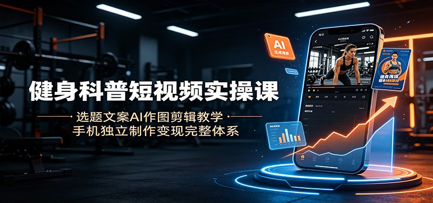 健身科普短视频实操课：选题文案AI作图剪辑教学，手机独立制作变现完整体系-985网创