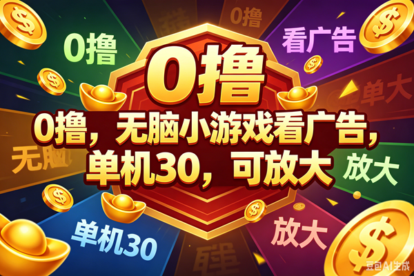 （18758期）0撸，腾讯出品，无脑小游戏看广告，单机30，可放大-985网创
