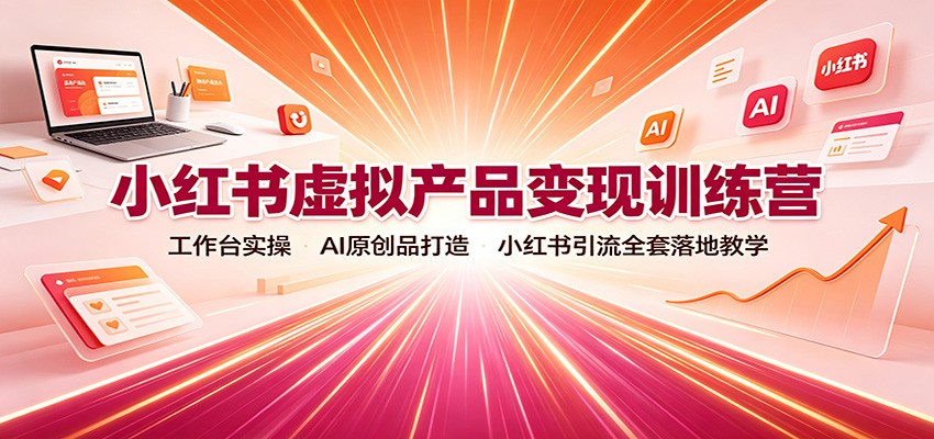 小红书虚拟产品变现训练营：工作台实操，AI原创品打造，小红书引流全套落地教学-985网创