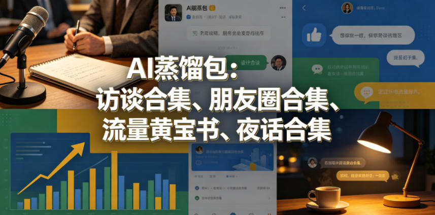 AI蒸馏包：访谈合集、朋友圈合集、流量黄宝书、夜话合集【文档】-985网创