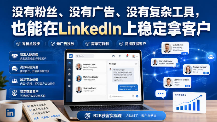 没有粉丝、没有广告、没有复杂工具，也能在LinkedIn上稳定拿客户【原创双语字幕】-985网创