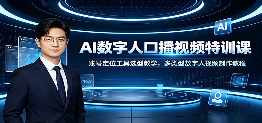 AI数字人口播视频特训课：账号定位工具选型教学，多类型数字人视频制作教程-985网创