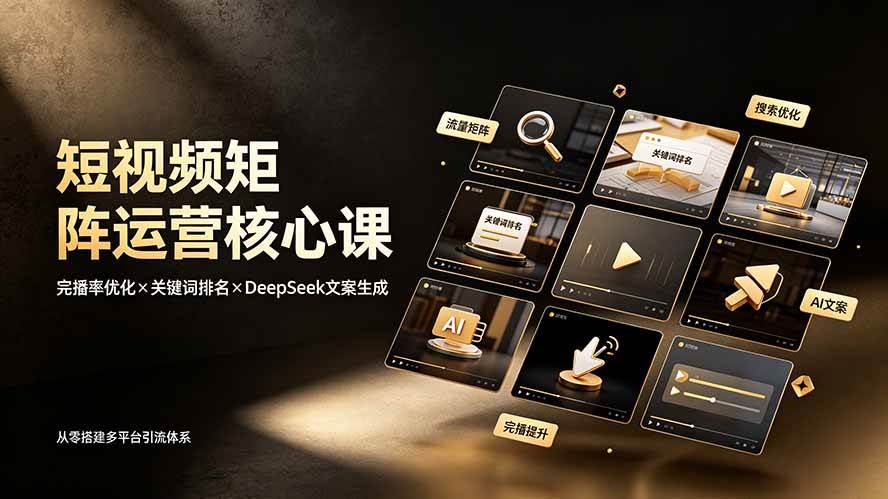 （19259期）短视频矩阵运营核心课：完播率优化×关键词排名×DeepSeek文案生成，从零搭建多平台引流体系-985网创