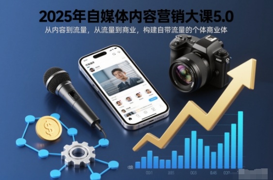 2025年自媒体内容营销大课5.0，从内容到流量，从流量到商业，构建自带流量的个体商业体-985网创