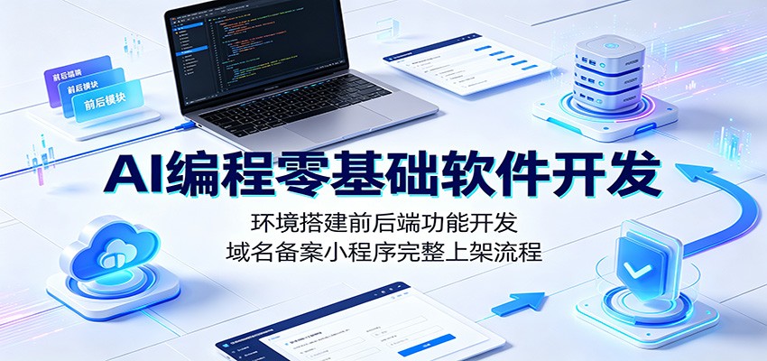 AI编程零基础软件开发：环境搭建前后端功能开发，域名备案小程序完整上架流程-985网创