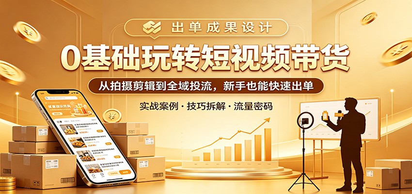 0基础玩转短视频带货：从拍摄剪辑到全域投流，新手也能快速出单-985网创