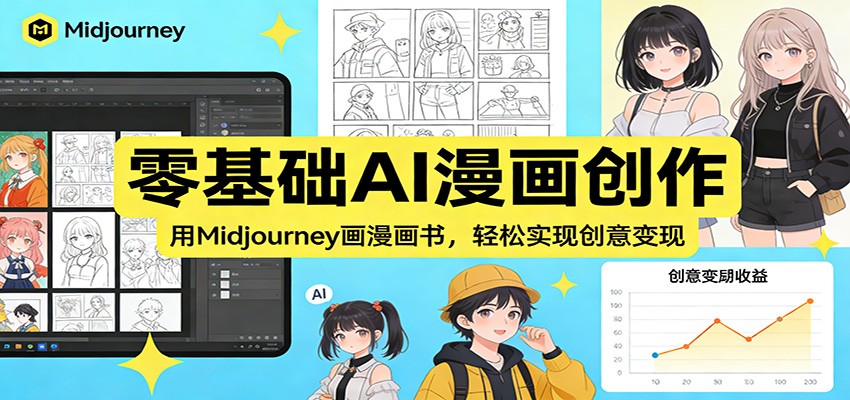 零基础AI漫画创作：用Midjourney画漫画书，轻松实现创意变现-985网创