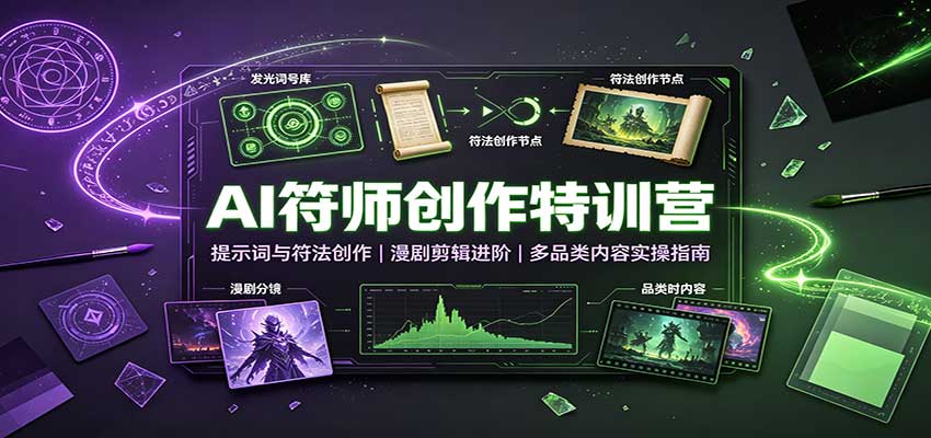 AI符师创作特训营：提示词与符法创作，漫剧剪辑进阶，多品类内容实操指南-985网创